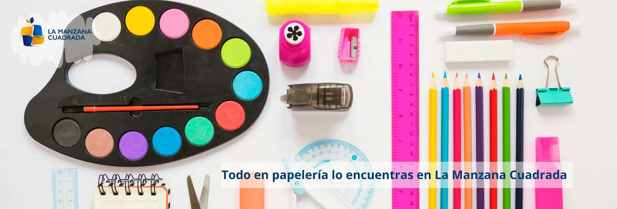 Todo en papelería lo encuentras en La Manzana Cuadrada